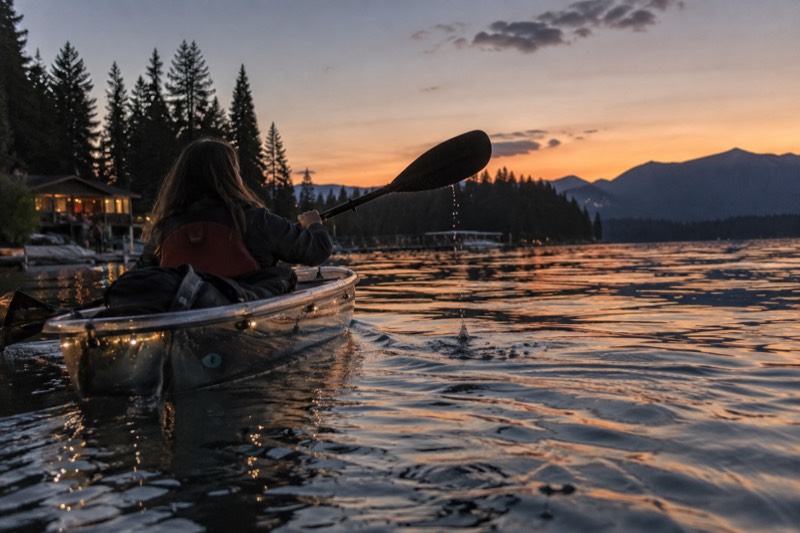 Glass Kayak Sunset, Whitefish